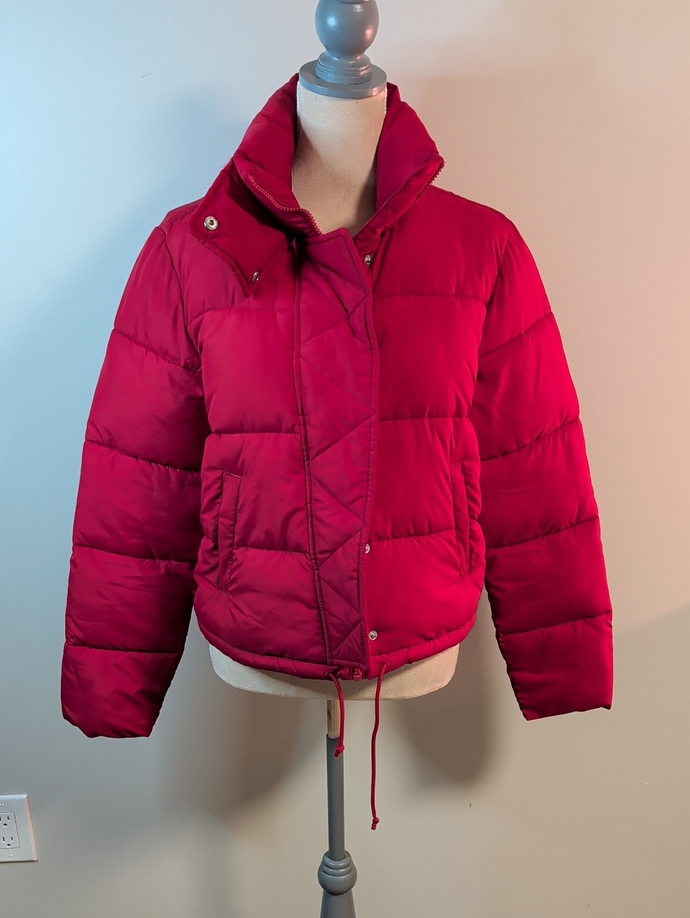 Hollister Bright Red Quilted Puffer Jacket